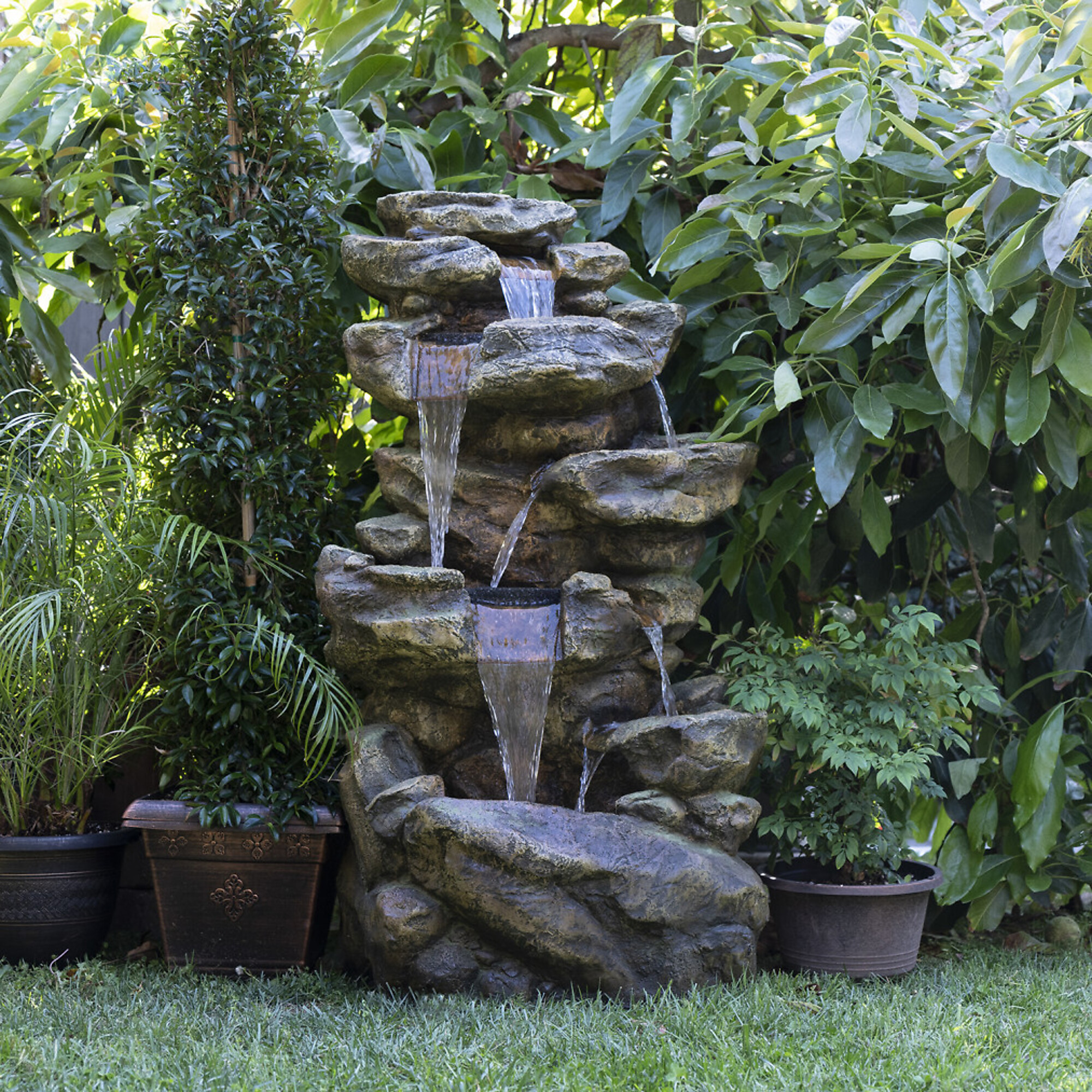 Alpine Corporation, 6 Tier Rainforest Fountain, Volts 120 Power Cord Length 6 ft, Model# TZL198